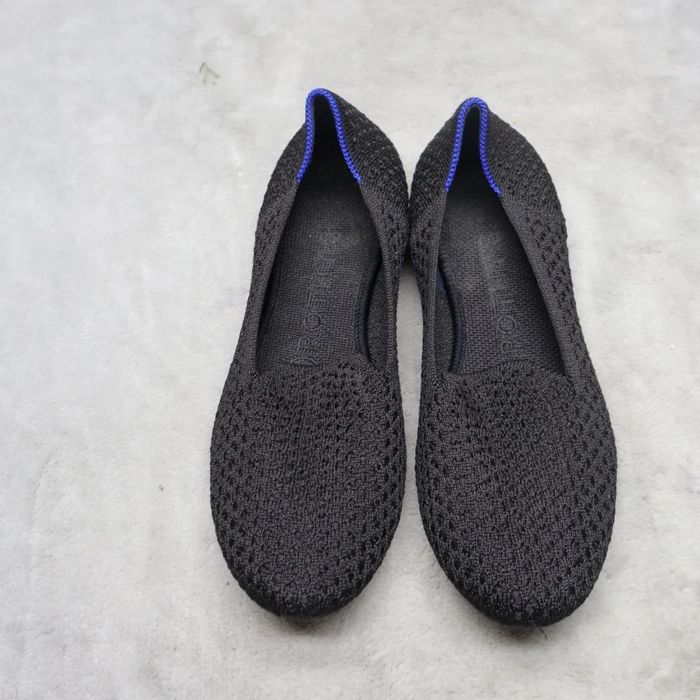 Rothys Women 6 Flats Shoes Black The Loafer Knit‎ Sustainable Slip On Everyday